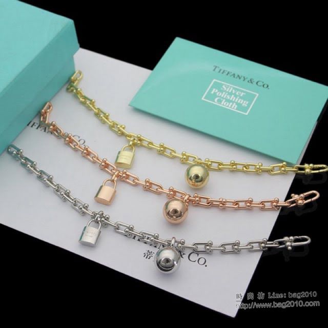 Tiffany飾品 蒂芙尼女士專櫃爆款關節U型鏈環手鏈 Tiffany鎖愛心吊墜手鏈  zgt1729